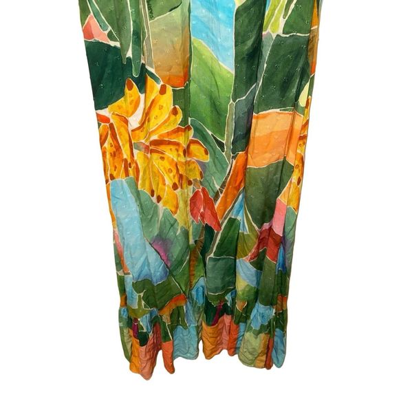 Anthropologie Farm Rio Tie-Waist Printed Dress Multi Palm size M - Picture 6 of 13